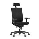 Musta Ammattitason toimistotuoli PORTO MAX HIGH I verkkoselkänojalla, niskatuella ja käsinojilla, valmistaja hjh OFFICE