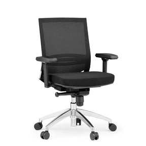 Ammattitason toimistotuoli PORTO PRO mustana verkkoselkänojalla ja kiiltävällä jalustalla, valmistaja hjh OFFICE