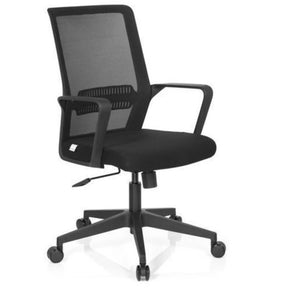 Musta Home Office -toimistotuoli PRESTON verkkoselkänojalla ja käsinojilla, valmistaja hjh OFFICE
