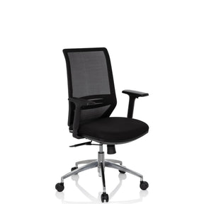 Musta Ammattitason toimistotuoli PROFONDO verkkoselkänojalla ja kiillotetulla jalustalla, valmistaja hjh OFFICE