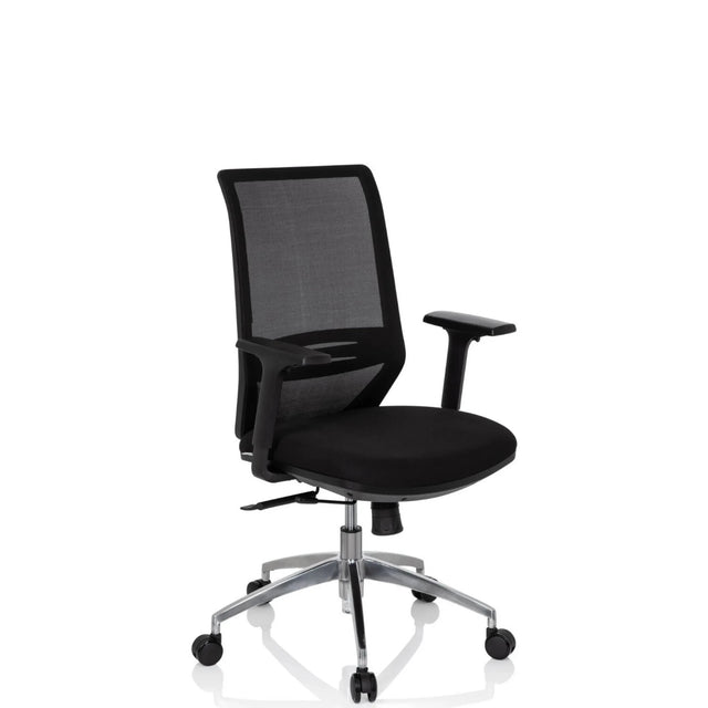 Musta Ammattitason toimistotuoli PROFONDO verkkoselkänojalla ja kiillotetulla jalustalla, valmistaja hjh OFFICE