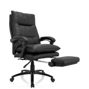 Musta Home Office -toimistotuoli RELAX CL 200 keinonahasta ulosvedettävällä jalkatukella, valmistaja MyBuero