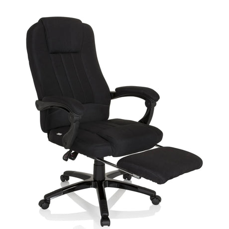 Musta Home Office -toimistotuoli RELAX CL190 integroidulla jalkatuella ja käsinojilla, valmistaja MyBuero