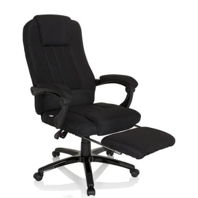Musta Home Office -toimistotuoli RELAX CL190 integroidulla jalkatuella ja käsinojilla, valmistaja MyBuero
