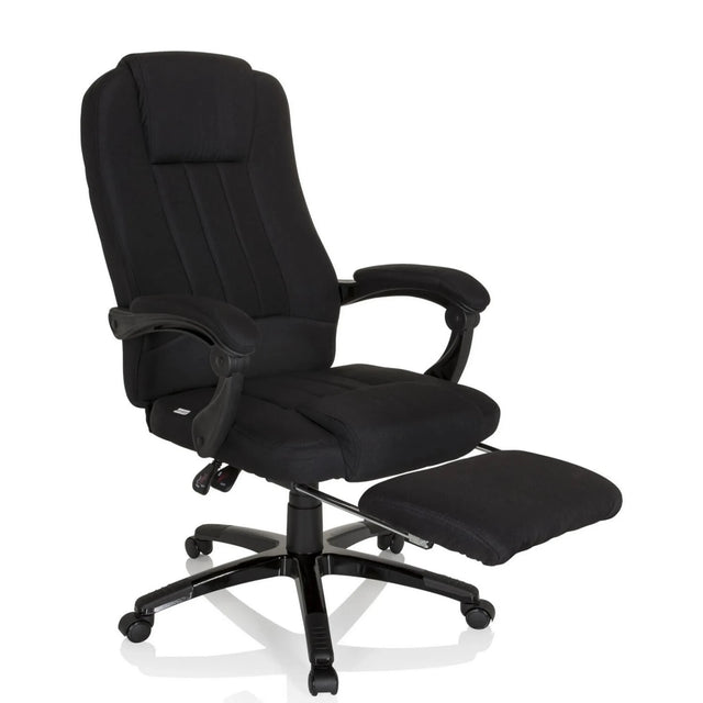 Musta Home Office -toimistotuoli RELAX CL190 integroidulla jalkatuella ja käsinojilla, valmistaja MyBuero