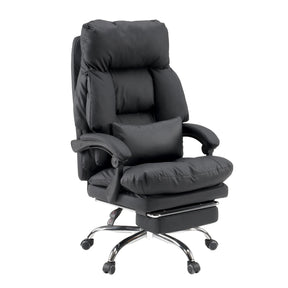 Musta Home Office -toimistotuoli Relax Legoro ulosvedettävällä jalkatukevalla ja ristetyynyllä, valmistaja MyBuero