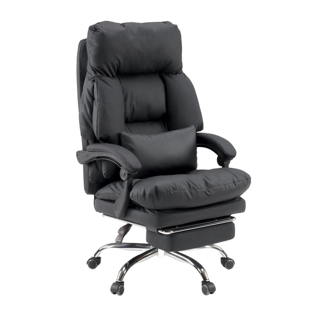 Musta Home Office -toimistotuoli Relax Legoro ulosvedettävällä jalkatukevalla ja ristetyynyllä, valmistaja MyBuero