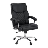 Musta Home Office -toimistotuoli Relax Prestio tikkausyksityiskohdilla ja kromijaloilla, valmistaja MyBuero