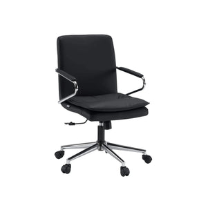 Musta Home Office -toimistotuoli Rovento kromisilla käsinojilla ja viidellä pyörällä, valmistaja hjh OFFICE