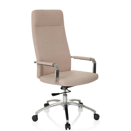 Home Office -toimistotuoli SARANTO PLUS I beige kangasverhoilulla ja kiiltävällä jalustalla, valmistaja hjh OFFICE
