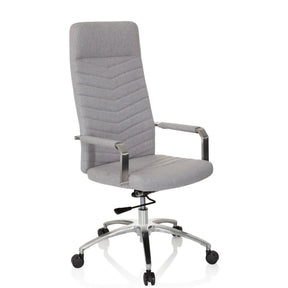 Home Office -toimistotuoli SARANTO PLUS vaaleanharmaa, tikattu selkänoja ja alumiinijalka, valmistaja hjh OFFICE