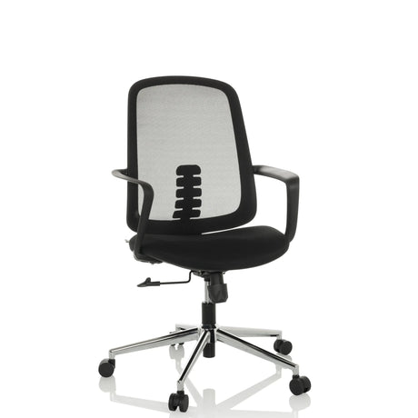 Musta Home Office -toimistotuoli SEDIOLO B verkkoselkänojalla ja kiiltävällä jalustalla, valmistaja hjh OFFICE