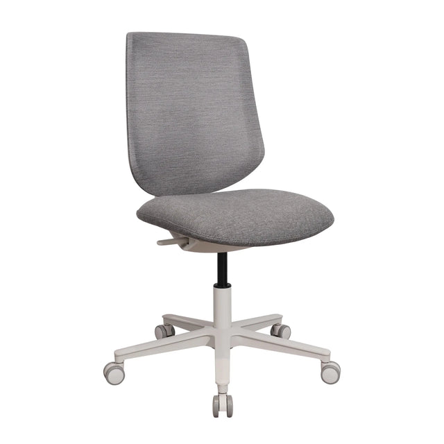 Home Office -toimistotuoli Sitflex Lady harmaalla kangasverhoilulla ja valkoisella ristikojalalla pyörillä, valmistaja hjh OFFICE