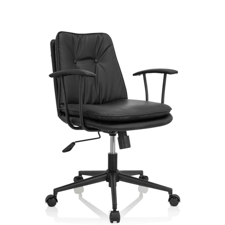 Musta Home Office -toimistotuoli SMALLO keinonahkaverhoilulla ja käsinojilla, valmistaja hjh OFFICE