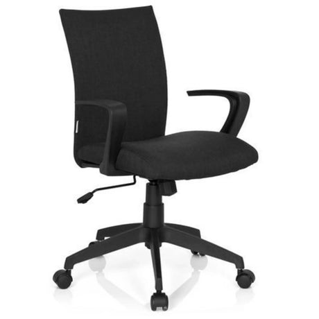 Home Office -toimistotuoli SOFT mustalla kangasverhoilulla ja käsinojilla, valmistaja hjh OFFICE