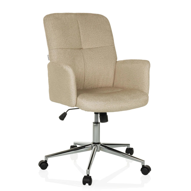 Home Office -toimistotuoli SOLAO 400 beige kangasverhoilulla ja kiiltävällä tähtijalalla pyörillä, valmistaja hjh OFFICE