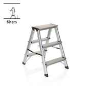 Alumiiniset taitettavat tikkaat SOLID kolmella askelmalla ja 59 cm korkeudella, valmistaja hjh OFFICE