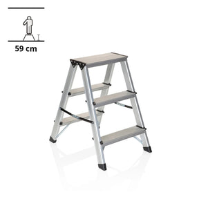 Alumiiniset taitettavat tikkaat SOLID kolmella askelmalla ja 59 cm korkeudella, valmistaja hjh OFFICE