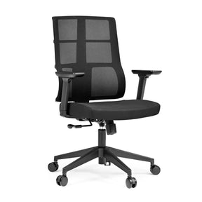 Musta Ammattitason toimistotuoli SPINIO verkkoselkänojalla ja säädettävillä käsinojilla, valmistaja hjh OFFICE