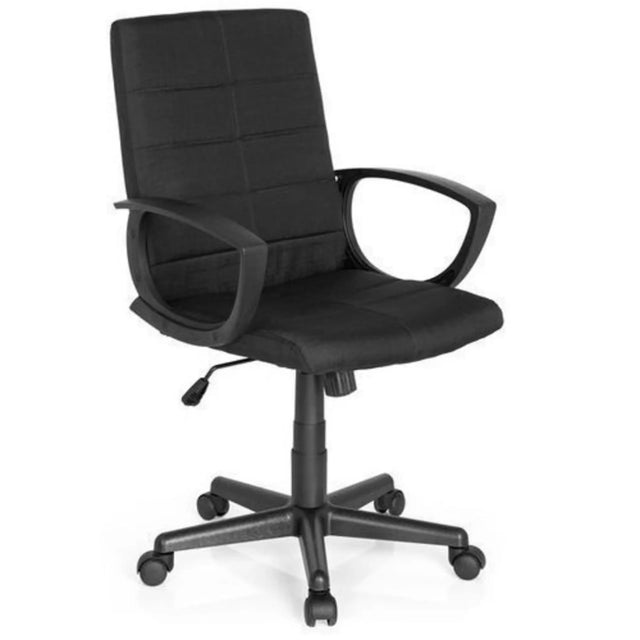 Musta Home Office -toimistotuoli STAR-TEC CL300 kangasverhoilulla, käsinojilla ja pyörillä, valmistaja MyBuero
