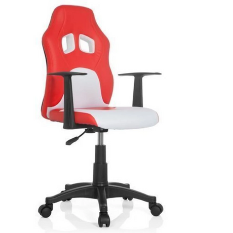 Lasten pyörivä tuoli TEEN GAME AL punavalkoisena kahdella niskatuen aukolla, valmistaja hjh OFFICE