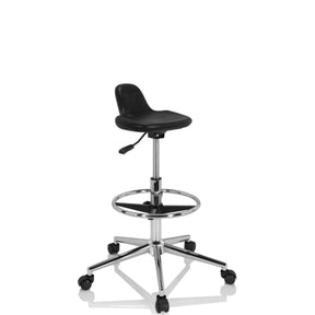 Musta Pyörivät jakkarat TOP WORK 03 I kromattu tähtijalka ja jalkarengas pyörillä, valmistaja hjh OFFICE