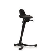 Musta seisomatuki TOP WORK 34, jossa on ergonomisesti muotoiltu istuin ja tähtijalka, valmistaja hjh OFFICE