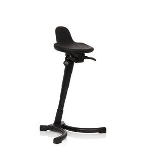 Musta seisomatuki TOP WORK 34, jossa on ergonomisesti muotoiltu istuin ja tähtijalka, valmistaja hjh OFFICE