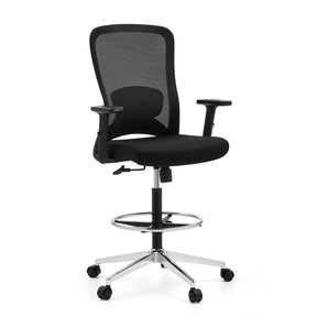 Musta työtuoli Top Work 44 verkkoselkänojalla ja kromatuella jalustalla, valmistaja hjh OFFICE