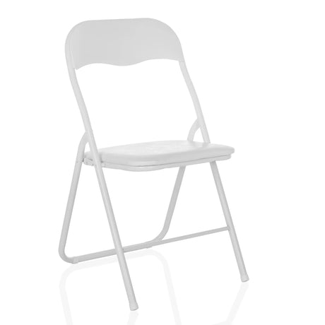 Valkoinen Kokoontaittuva tuoli TUDELA BASIC PVC-muovia, jossa on yksinkertainen selkänoja ja istuin, valmistaja hjh OFFICE