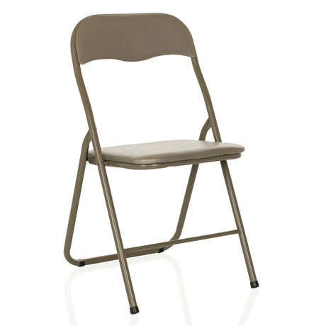 Taupenvärinen kokoontaittuva tuoli TUDELA BASIC PVC-verhoilulla ja metallirungolla, valmistaja hjh OFFICE
