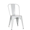 Valkoinen metallinen Bistrotuoli VANTAGGIO COMFORT, jossa on pyöristetyt selkänojan reunat, valmistaja hjh OFFICE