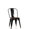 Schwarzer Bistrostuhl VANTAGGIO COMFORT W mit dunkler Holzsitzfläche und Metallgestell von hjh OFFICE