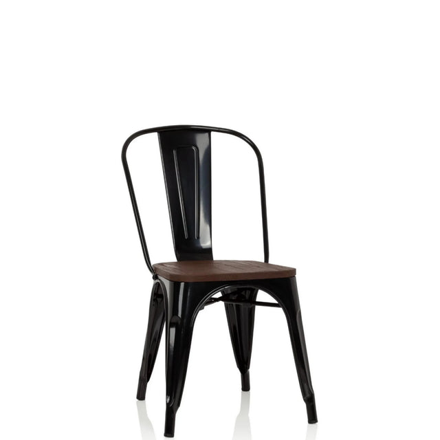 Musta Bistrotuoli VANTAGGIO COMFORT W tummalla puisella istuimella ja metallirungolla, valmistaja hjh OFFICE