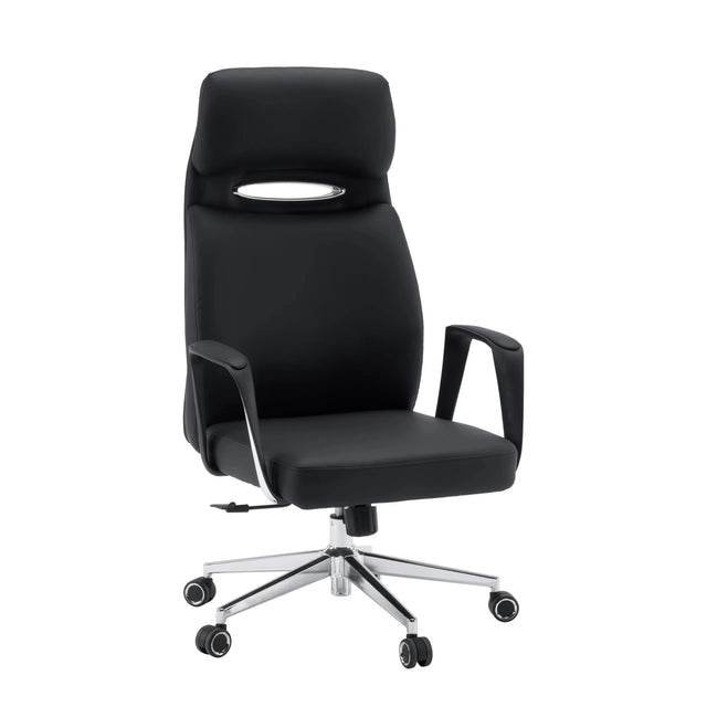Musta Ammattitason toimistotuoli VELVET ECO kromirungolla ja mattopyörillä, valmistaja hjh OFFICE