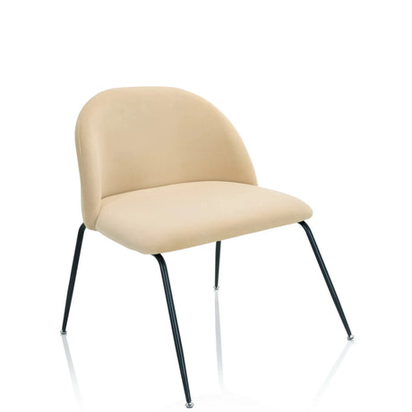 Beige pehmustettu tuoli VELVO, jossa on pyöristetty selkänoja ja mustat metallijalat, valmistaja hjh OFFICE