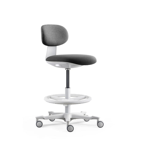 Työtuoli WORK MF2 W tummanharmainen, valkoinen tähtijalka ja jalkarengas, valmistaja hjh OFFICE