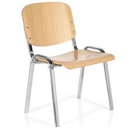 Nelijalkainen tuoli XT 600 C H vaaleaa pyökkiä, kromattu metallirunko ja käsinojat, valmistaja hjh OFFICE