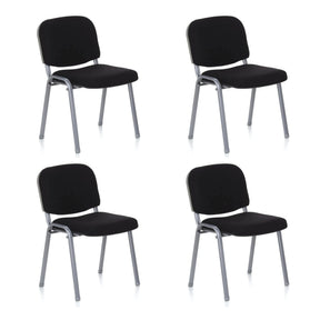 Neljän nelijalkaisen tuolin XT 600 S setti, jossa on musta päällyste ja hopeinen runko, valmistaja hjh OFFICE