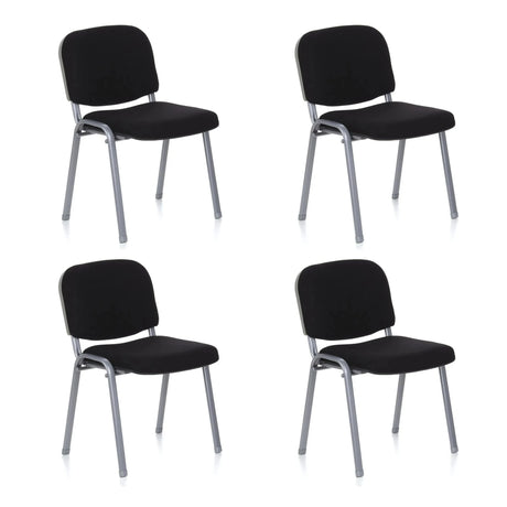 Neljän nelijalkaisen tuolin XT 600 S setti, jossa on musta päällyste ja hopeinen runko, valmistaja hjh OFFICE