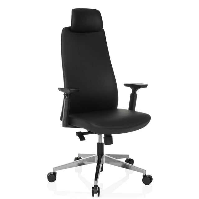 Musta Ammattitason toimistotuoli YUCANO I niskatuella ja kiillotetulla tähtijalalla, valmistaja hjh OFFICE