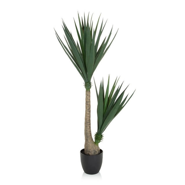 Tekokasvi YUCCA vihreänä kapeilla lehdillä ja mustassa ruukussa, valmistaja hjh OFFICE