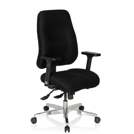 Musta Ammattitason toimistotuoli ZENIT COMFORT käsinojilla ja kiiltävällä jalustalla, valmistaja hjh OFFICE