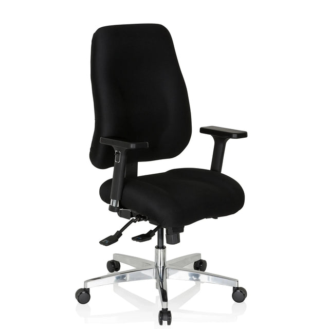 Musta Ammattitason toimistotuoli ZENIT COMFORT käsinojilla ja kiiltävällä jalustalla, valmistaja hjh OFFICE